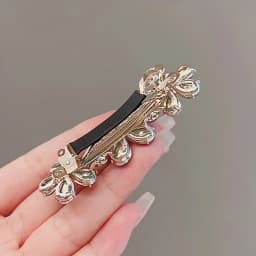 Korean Style High-end Multi-color Crystal Flower Hairpin Women's Back of Head Half-tied Spring Clip Elegant Alloy Headwear