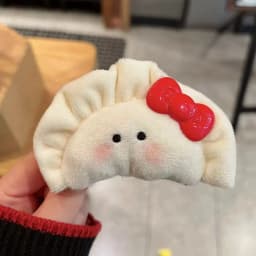 1pc Cute and Cute Powder Blusher Dumplings Hair Clip with Bow Tie on the Back of the Head