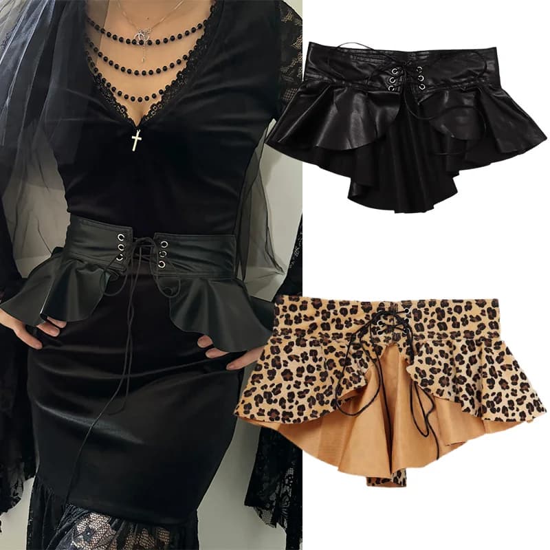 Designer Belts For Women High Quality Punk Style leopard Slimming Black Corset Belt For Skirt Y2K Cummerbunds Female Waistband