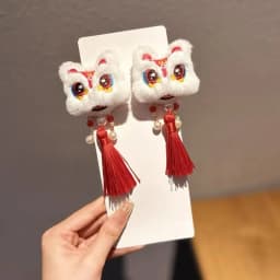 1pc Xingshi tassel hair clip, red New Year hair clip, Chinese style cute women's autumn and winter ancient style Hanfu headwear