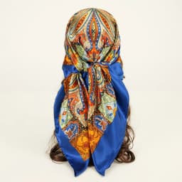Fashion Square Silk Scarf Women Printed Chain Satin Neckerchief Mulim Hijab Luxury Shawl Hairband Bandana Foulard 90*90cm