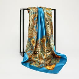 Fashion Square Silk Scarf Women Printed Chain Satin Neckerchief Mulim Hijab Luxury Shawl Hairband Bandana Foulard 90*90cm