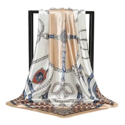 Fashion Square Silk Scarf Women Printed Chain Satin Neckerchief Mulim Hijab Luxury Shawl Hairband Bandana Foulard 90*90cm