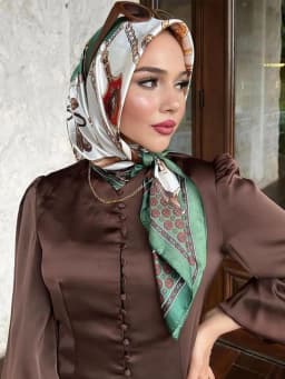 Fashion Square Silk Scarf Women Printed Chain Satin Neckerchief Mulim Hijab Luxury Shawl Hairband Bandana Foulard 90*90cm