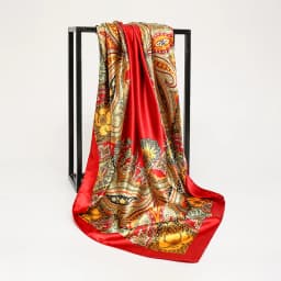 Fashion Square Silk Scarf Women Printed Chain Satin Neckerchief Mulim Hijab Luxury Shawl Hairband Bandana Foulard 90*90cm