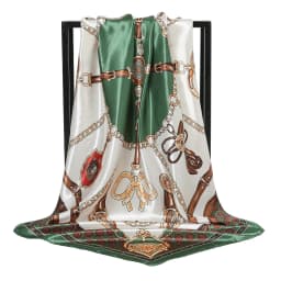 Fashion Square Silk Scarf Women Printed Chain Satin Neckerchief Mulim Hijab Luxury Shawl Hairband Bandana Foulard 90*90cm