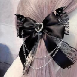 Women's Harajuku Steampunk Handmade Headwear Double Ponytails Subculture Japanese Spicy Girls Lolita Y2K Gothic bow Hairpins