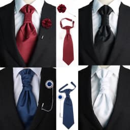 Newest Men's Soild Color Tie Brooch Set Red Ajustable NeckTie Luxury Gemstone Brooch Classic Suit Tuxedo Groom Wedding Accessory