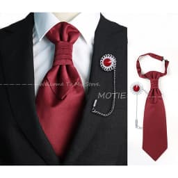 Newest Men's Soild Color Tie Brooch Set Red Ajustable NeckTie Luxury Gemstone Brooch Classic Suit Tuxedo Groom Wedding Accessory