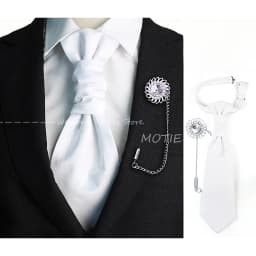 Newest Men's Soild Color Tie Brooch Set Red Ajustable NeckTie Luxury Gemstone Brooch Classic Suit Tuxedo Groom Wedding Accessory
