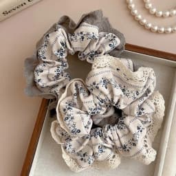 2025 New White Gray Floral Scrunchies Hairbands Lace Sweet Hair Ropes Ties Girls Preppy Chic Rubber Band Elegant Ponytail Holder