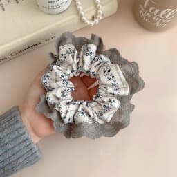 2025 New White Gray Floral Scrunchies Hairbands Lace Sweet Hair Ropes Ties Girls Preppy Chic Rubber Band Elegant Ponytail Holder