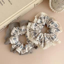 2025 New White Gray Floral Scrunchies Hairbands Lace Sweet Hair Ropes Ties Girls Preppy Chic Rubber Band Elegant Ponytail Holder