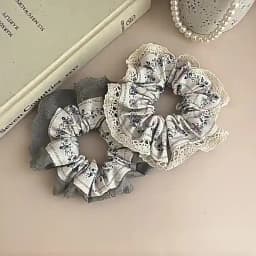 2025 New White Gray Floral Scrunchies Hairbands Lace Sweet Hair Ropes Ties Girls Preppy Chic Rubber Band Elegant Ponytail Holder