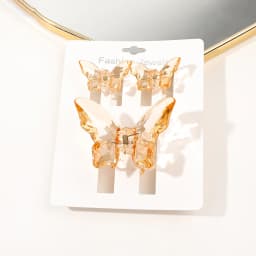 3Pcs Pink Medium Butterfly Hair Clips for Thick Thin Hair,Non Slip Cute Transparently Hair Claw Clip for Women Girls