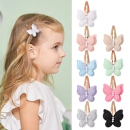 4Pcs/set Butterfly Hair Clip Set for Girls Double Layered Bow Cute Bangs Hair Pin Cotton Safe Kids Baby Hair Accessories Set