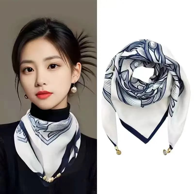 2025 Hot Magnetic Triangle Neck Protection Scarf For Women Cotton Linen Scarf High-end Neck Scarf Keep Warm High Quality