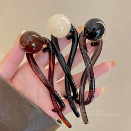 New Twist Hair Clip Plastic Acrylic Bead Imitation Pearl Hairpin Twisted Design Women Hairs Accessories Hair Clips Hair Bow
