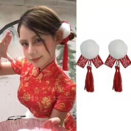 Cloth Chun-Li Hair Bun Clip Barrettes Duckbill Clip Chinese Style Hairpin Hair Accessories Tassel Bowknot Tassel Hair Clip Party