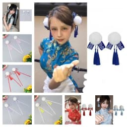 Cloth Chun-Li Hair Bun Clip Barrettes Duckbill Clip Chinese Style Hairpin Hair Accessories Tassel Bowknot Tassel Hair Clip Party