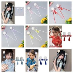 Cloth Chun-Li Hair Bun Clip Barrettes Duckbill Clip Chinese Style Hairpin Hair Accessories Tassel Bowknot Tassel Hair Clip Party