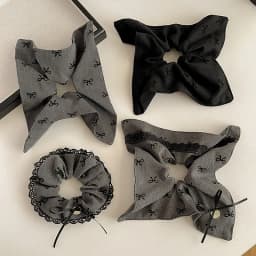 Bow Polka Dot Square Towel Large Intestine Hair Band High Sense Retro Headband Ball Head Rubber Band Hair Accessories Hair Band