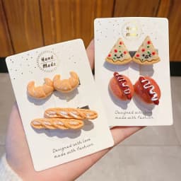 1/5pcs funny food hair clip for women; cute duck mouth clip; side bangs pizza hot dog bread popular hair pin