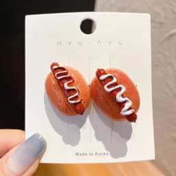 1/5pcs funny food hair clip for women; cute duck mouth clip; side bangs pizza hot dog bread popular hair pin