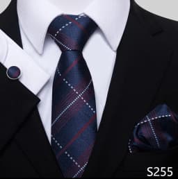 Fashion Brand Hot Sale Blue Plaid 8 cm Tie Pocket Squares Cufflink Set Necktie Men Wedding Accessories Fit Formal Party