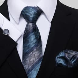 Fashion Brand Hot Sale Blue Plaid 8 cm Tie Pocket Squares Cufflink Set Necktie Men Wedding Accessories Fit Formal Party