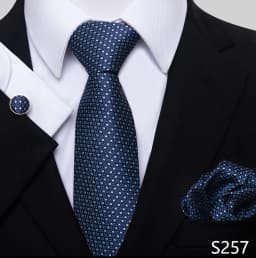Fashion Brand Hot Sale Blue Plaid 8 cm Tie Pocket Squares Cufflink Set Necktie Men Wedding Accessories Fit Formal Party