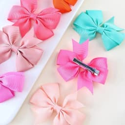 24pcs/Set Solid Grosgrain Ribbon Hair Clips for Girls Hair Bows Hairpins 3 To14 Age Children Handmade Hairgrips Hair Accessories