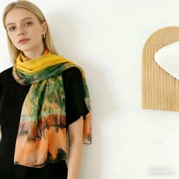 Summer Women Birch Forest Landscape Thin Soft Beach Silky Georgette Scarf Shawls 160cm Long Wraps Beach Sunscreen Hijab