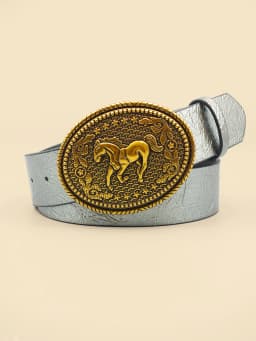 Western Retro Women's Belt with Carved Horse Image Buckle, Jeans Belt, Daily Casual Versatile Belt