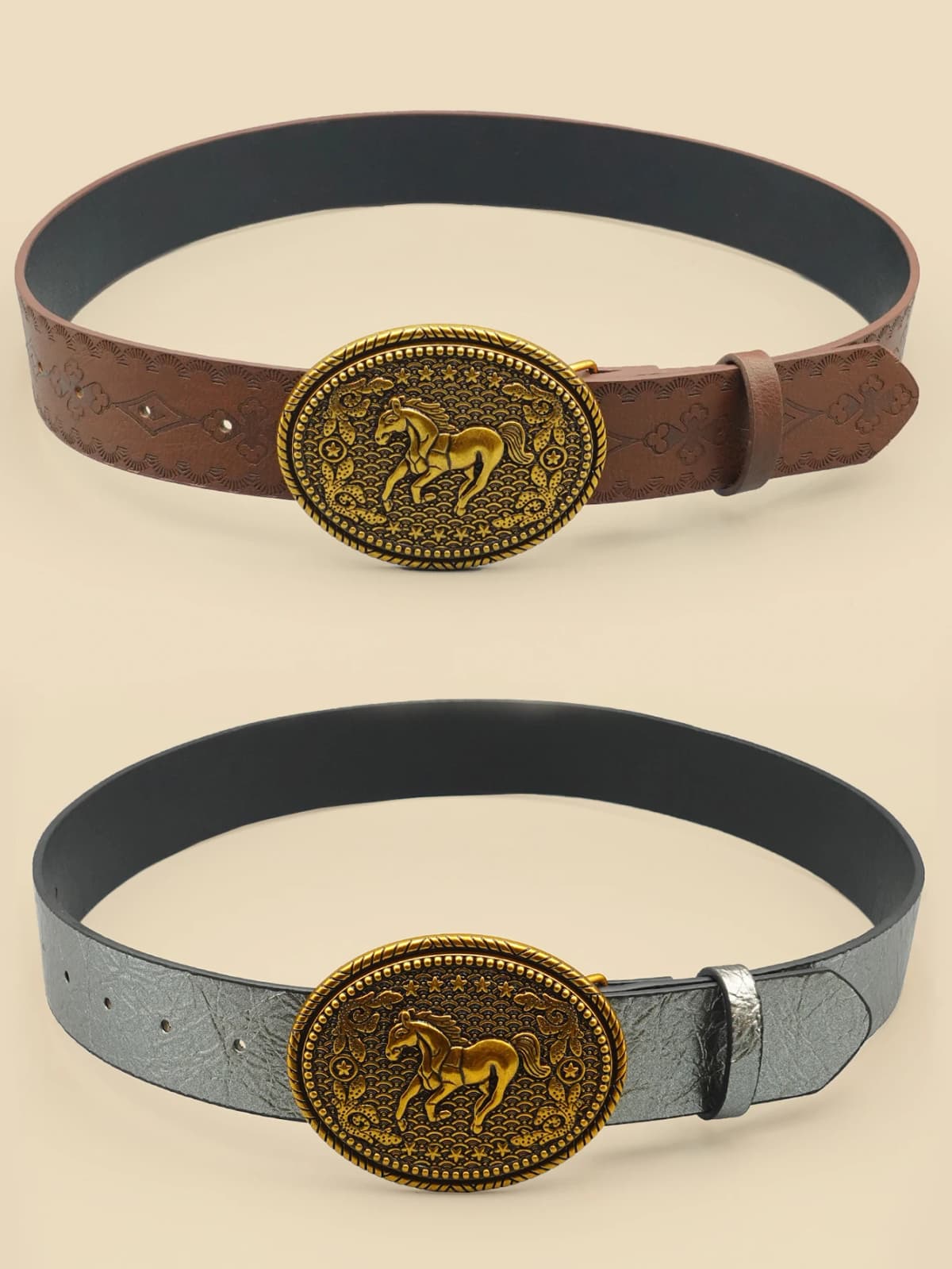 Western Retro Women's Belt with Carved Horse Image Buckle, Jeans Belt, Daily Casual Versatile Belt