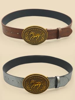 Western Retro Women's Belt with Carved Horse Image Buckle, Jeans Belt, Daily Casual Versatile Belt