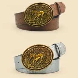 Western Retro Women's Belt with Carved Horse Image Buckle, Jeans Belt, Daily Casual Versatile Belt