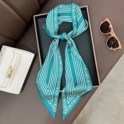 Fashion Bevel Print Hair Ribbon Silk Scarf Women Neck Tie Bag Scarfs Satin Silk Skinny Headscarves Ladies Headband Foulard Gift