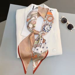 Fashion Bevel Print Hair Ribbon Silk Scarf Women Neck Tie Bag Scarfs Satin Silk Skinny Headscarves Ladies Headband Foulard Gift