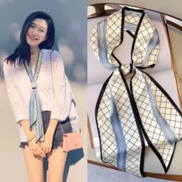 Fashion Bevel Print Hair Ribbon Silk Scarf Women Neck Tie Bag Scarfs Satin Silk Skinny Headscarves Ladies Headband Foulard Gift