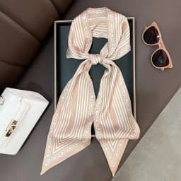 Fashion Bevel Print Hair Ribbon Silk Scarf Women Neck Tie Bag Scarfs Satin Silk Skinny Headscarves Ladies Headband Foulard Gift