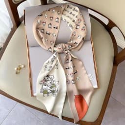 Fashion Bevel Print Hair Ribbon Silk Scarf Women Neck Tie Bag Scarfs Satin Silk Skinny Headscarves Ladies Headband Foulard Gift