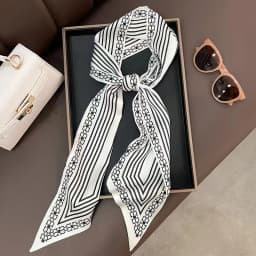 Fashion Bevel Print Hair Ribbon Silk Scarf Women Neck Tie Bag Scarfs Satin Silk Skinny Headscarves Ladies Headband Foulard Gift