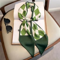Fashion Bevel Print Hair Ribbon Silk Scarf Women Neck Tie Bag Scarfs Satin Silk Skinny Headscarves Ladies Headband Foulard Gift