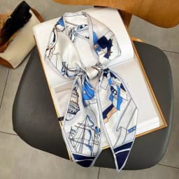 Fashion Bevel Print Hair Ribbon Silk Scarf Women Neck Tie Bag Scarfs Satin Silk Skinny Headscarves Ladies Headband Foulard Gift