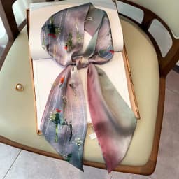 Fashion Bevel Print Hair Ribbon Silk Scarf Women Neck Tie Bag Scarfs Satin Silk Skinny Headscarves Ladies Headband Foulard Gift