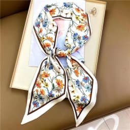 Fashion Bevel Print Hair Ribbon Silk Scarf Women Neck Tie Bag Scarfs Satin Silk Skinny Headscarves Ladies Headband Foulard Gift