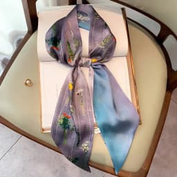 Fashion Bevel Print Hair Ribbon Silk Scarf Women Neck Tie Bag Scarfs Satin Silk Skinny Headscarves Ladies Headband Foulard Gift