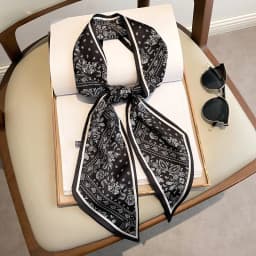 Fashion Bevel Print Hair Ribbon Silk Scarf Women Neck Tie Bag Scarfs Satin Silk Skinny Headscarves Ladies Headband Foulard Gift
