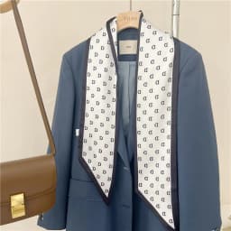 Fashion Bevel Print Hair Ribbon Silk Scarf Women Neck Tie Bag Scarfs Satin Silk Skinny Headscarves Ladies Headband Foulard Gift